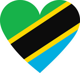 Heart flag vector of Tanzania