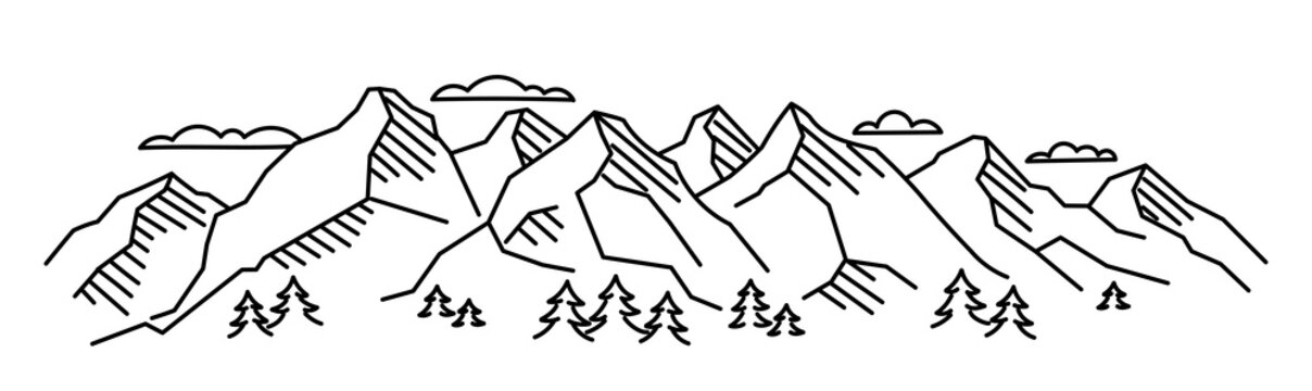 Mountain ranges silhouette sketch Royalty Free Vector Image