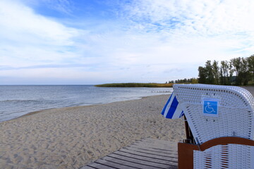 beach chairs at the stettiner haff in Moenkebude, Mecklenburg-Western Pomerania