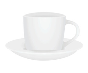 White mini cup on white background, vector