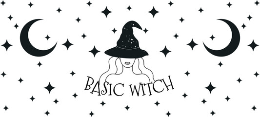 Basic Witch Libbey Glass Wrap Design Vector Illustration