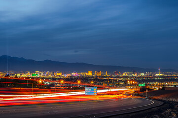 Evening traffic to Las Vegas , long exposure