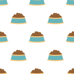 seamless pattern with bowl of pet food