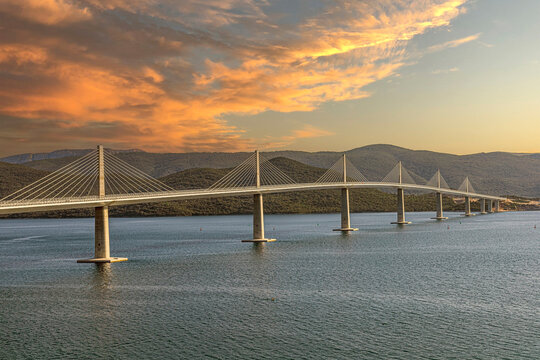 Pelje&scaron;ac Bridge in Dubrovnik-Neretva County, Croatia