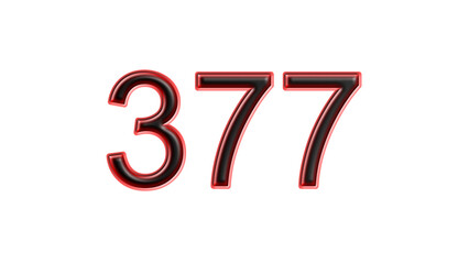 red 377 number 3d effect white background