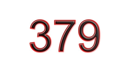 red 379 number 3d effect white background