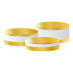 White and Gold 3D Podium Perfect for Product Display, Layout, and Showcase