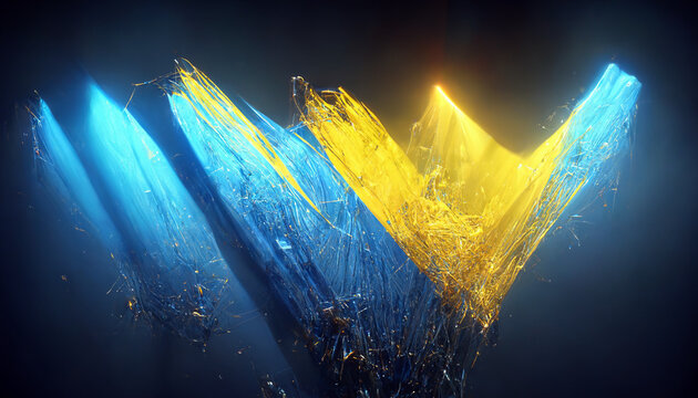 abstract welding structure in blue and yellow