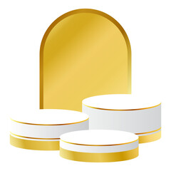 White and Gold 3D Podium with Golden Arch Perfect for Product Display, Layout, and Showcase
