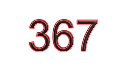 red 367 number 3d effect white background