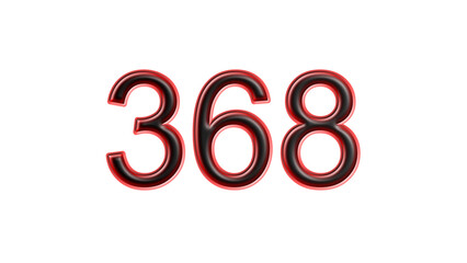 red 368 number 3d effect white background