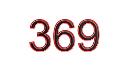 red 369 number 3d effect white background
