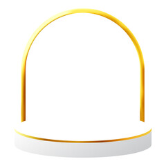 Obraz premium White and Gold 3D Podium with Golden Arch Perfect for Product Display, Layout, and Showcase