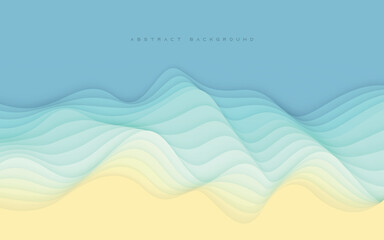 Abstract wavy papercut background beach coloring