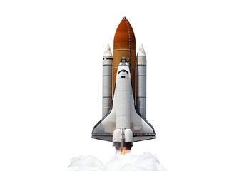 Shuttle spaceship launch isolated on white background. Elements of this image furnished by NASA © assistant