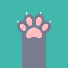 Dog and cat paws with sharp claws. cute animal footprints