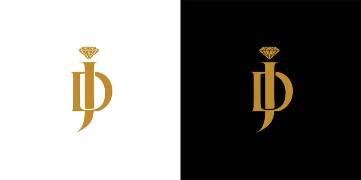 JD letter initials logo design combination of modern and luxury diamond symbol