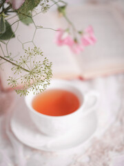 White tea cup with flowers