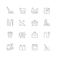 Set line icons of cleaning machine isolated on white