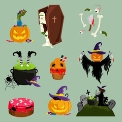 halloween icons set