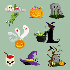 halloween icons set