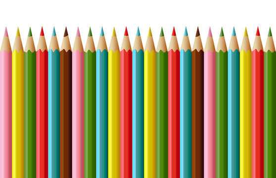 Coloring pencils seamless pattern isolated on transparent background