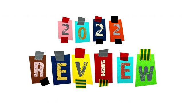 2022 Review. Colorful text on white background