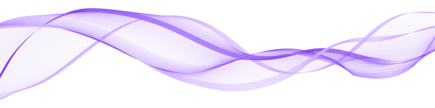 Purple wave swirl swoosh.  Dynamic undulate motion, smooth flowing wave. Air wind transparent veil. Modern trendy design for web banner, isolated curve lines on white background. Vector illustration