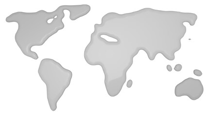 World or Global Map created by spilled Milk from Glass. 3D render.