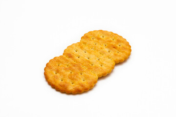 Oval crackers on a white background. Close-up