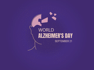 Fototapeta na wymiar World Alzheimer's Day with head profile and shapes symbolizing escaping memories