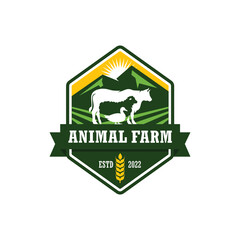 Farm animal logo vector. Cattle farm logo
