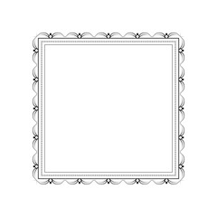 Abstract Black Simple Line Square With Leaf Leaves Frame Flowers Doodle Outline Element Vector Design Style Sketch Isolated Illustration For Wedding And Banner