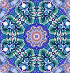 Beautiful ornament design of frozen water clumping and blooming crystal blue color. Kaleidoscope concept and seamless pattern. Great for businesses, websites and art collectors