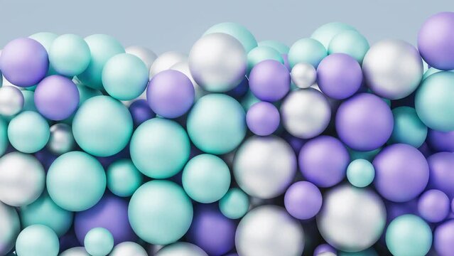 落下して積み上がる多数のカラフルな球体 / 背景・アブストラクト・モーション素材 / ループ再生可