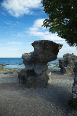 Rauk on Gotland island Sweden Rocks nature reserve baltic sea  - 529252923