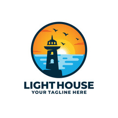Light house logo vector illustration