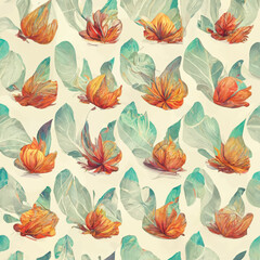 art flower and leaf seamless abstract  pattern background, floral design fashion fabric and wallpaper style