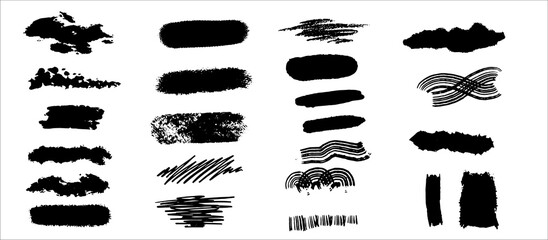 Set of abstract stains, grungy and texture strokes, brushes.Vector graphics.
