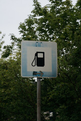 Blue Gas Station Sign in Germany - 529254946