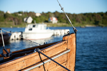 
the stern of a fishing boat in the sea sweden - 529254988