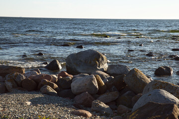 Sea stones and sea line landscape