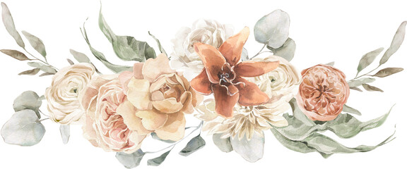 Autumn Garden Boho Floral Watercolor Wedding Bouquet