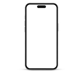 3D realistic high quality smartphone mockup isolated with white blank screen. Smart phone mockup collection. Device front view. 3D mobile phone with shadow on white background.