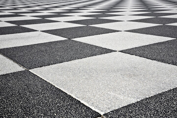 Detail of the pavement of the famous Mascagni square in Livorno with the particular chessboard design (Tuscan-Italy)