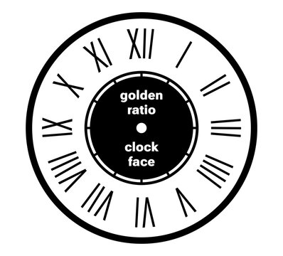Golden ratio Clock Face - Vector - Roman Numerals 