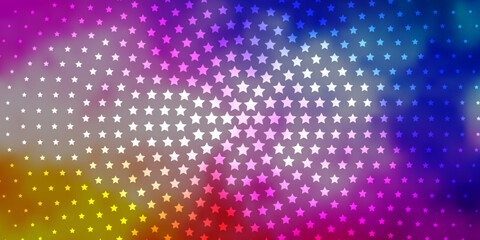 Light Pink, Blue vector layout with bright stars.