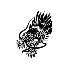 Dragon oldschool tattoo design style full black outline
