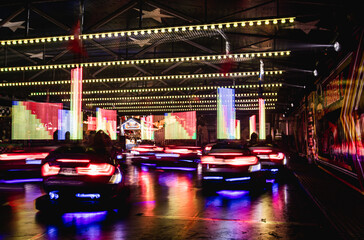 Funky Dodgem Bumper Cars At The Annual Street Fair In St Giles, Oxford