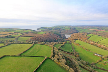 Fototapeta na wymiar Aerial view of fields in Devon 
